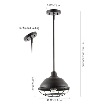 Levi Industrial Farmhouse Iron LED Pendant - JONATHAN Y